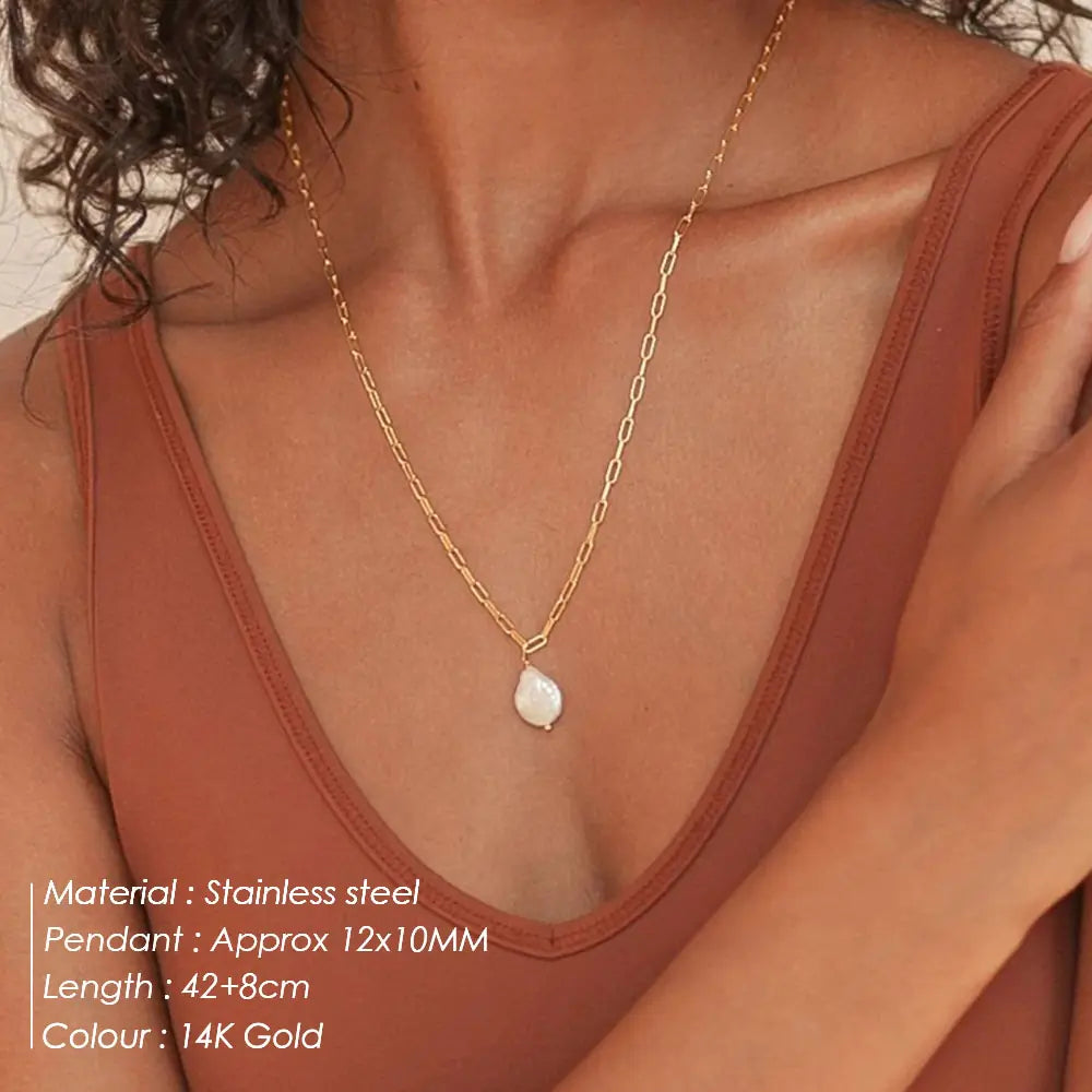 Link Chain Pearl Necklace - Vitalise